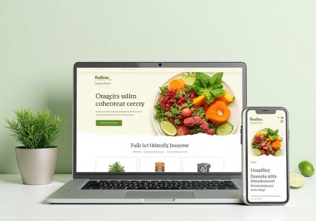 Screenshot of the Orchard Health Foods website on a laptop and mobile phone.