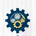 Stylized icon of gears and a wrench.